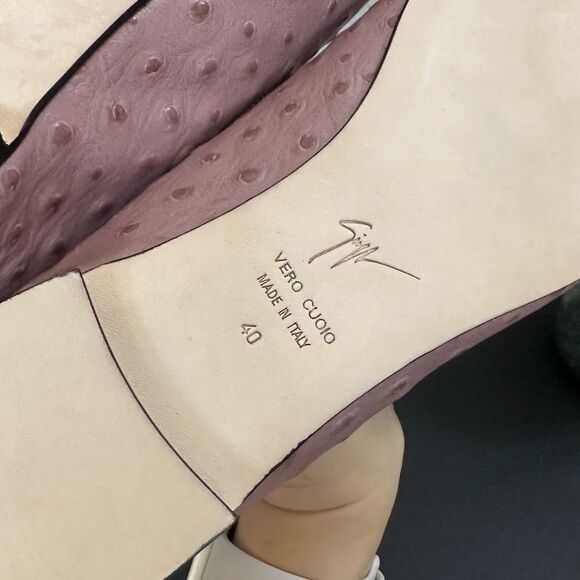 Giuseppe Zanotti Ostrich Textured Leather Slip On Stylish Loafer - Picture 10 of 13